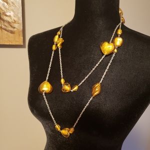 Gold effect glass necklace